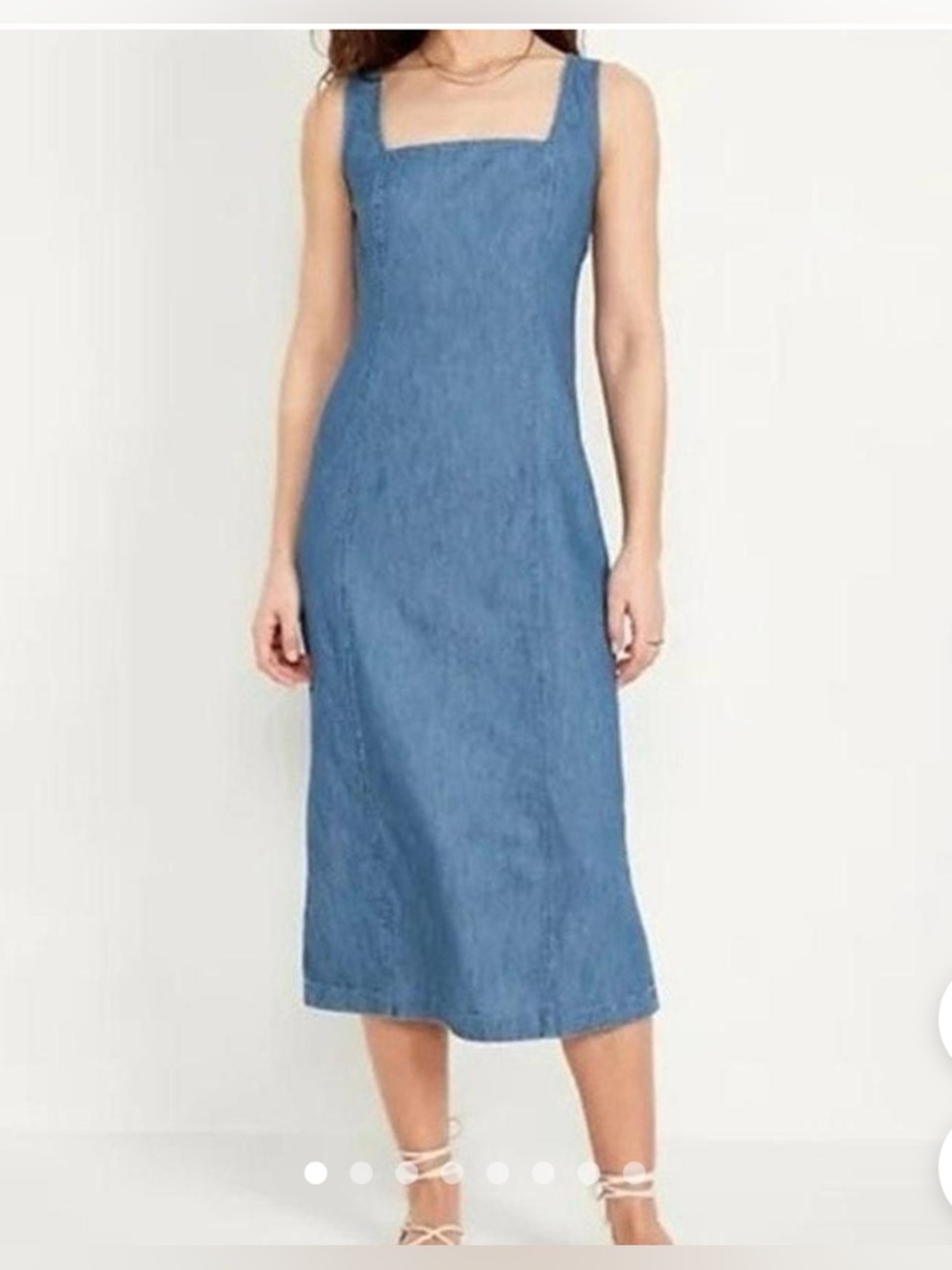 Old Navy 100% cotton Denim-Effect Square Neck Midi Dress in Blue